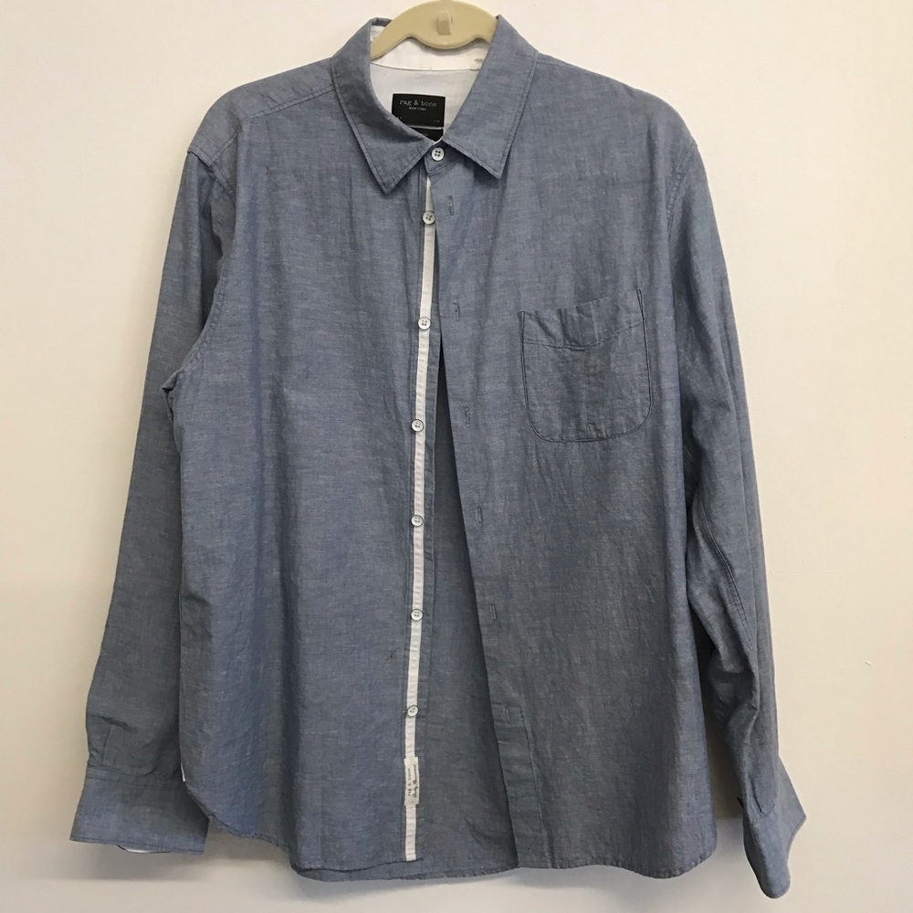 Mens Rag & Bone Button Front Shirt Sz L